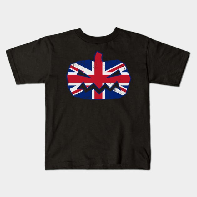 Halloween Pumpkin Union Jack Flag Great Britain British Kids T-Shirt by E